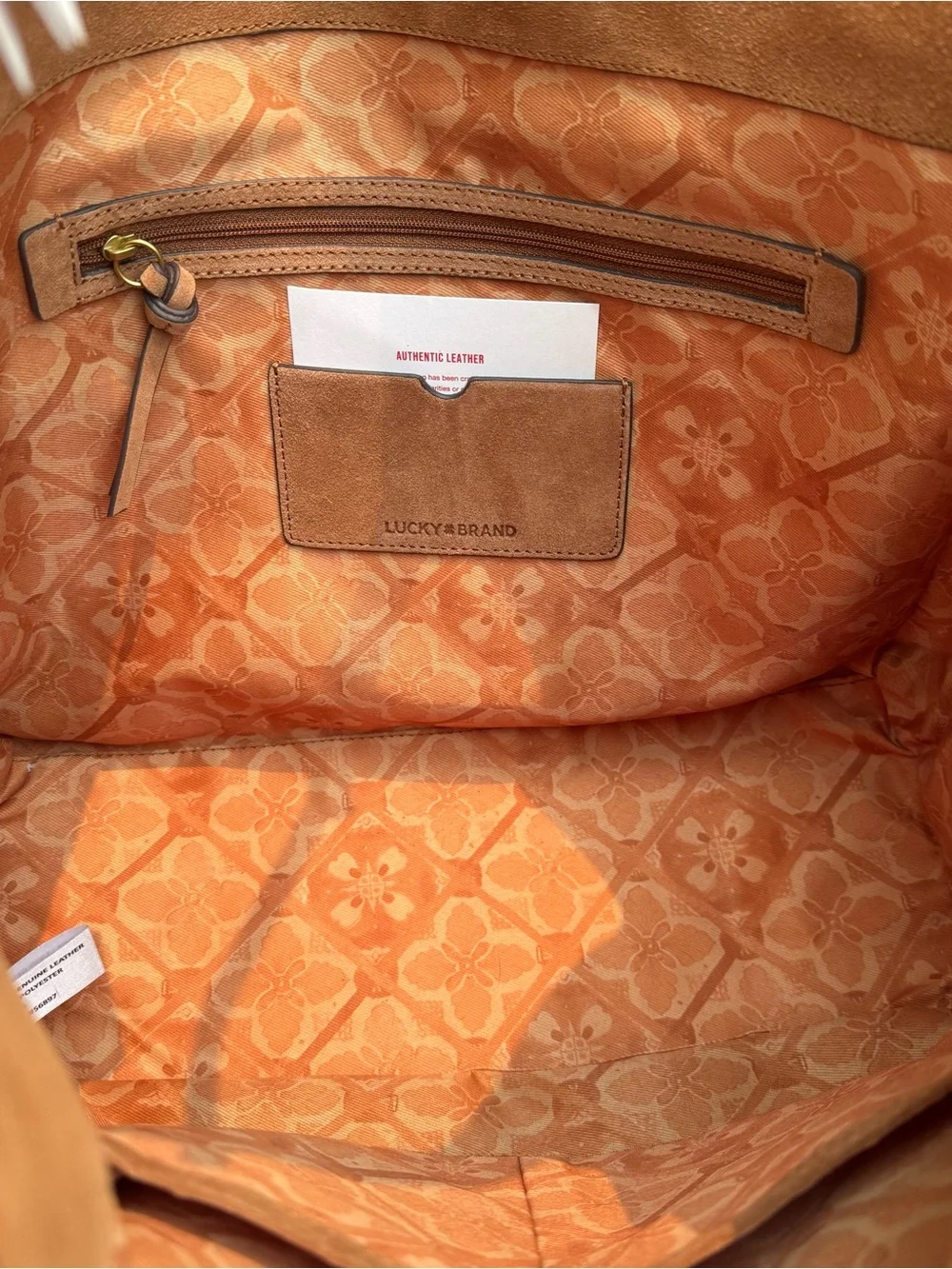 Lucky Brand Cognac Suede Shoulder ‘Clem’ Hobo Bag